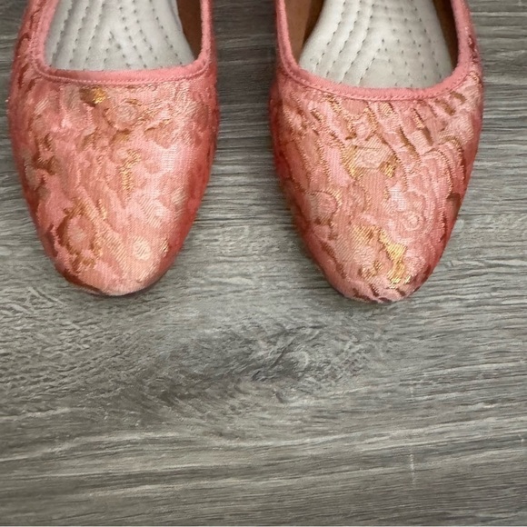 Women's Free People Evie Mary Jane Pink Brocade Lace Convertible Flats In Pink - Picture 4 of 15